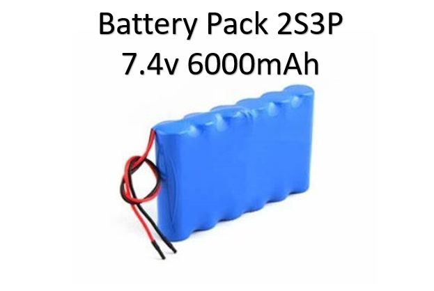 7.4v 6000 mAh  Li-ion  18650 battery pack 2S3P