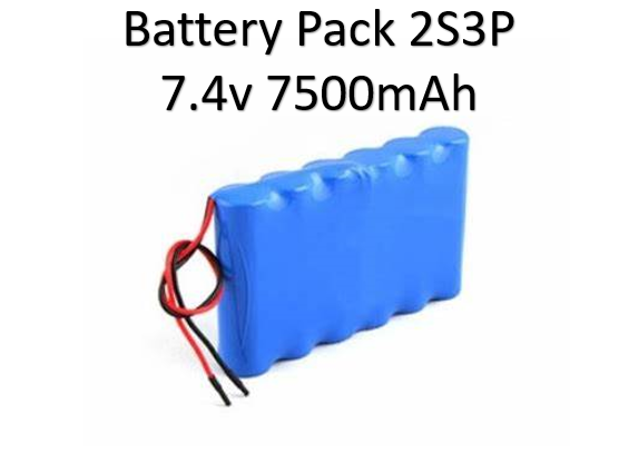 7.4v 7500 mAh  Li-ion  18650 battery pack 2S3P